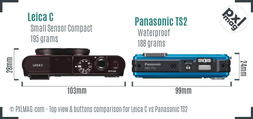 Leica C vs Panasonic TS2 top view buttons comparison