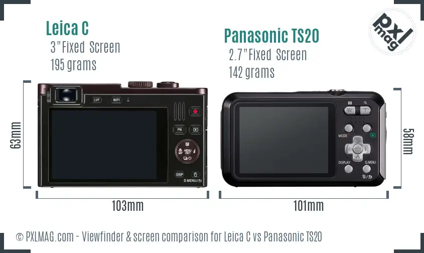 Leica C vs Panasonic TS20 Screen and Viewfinder comparison