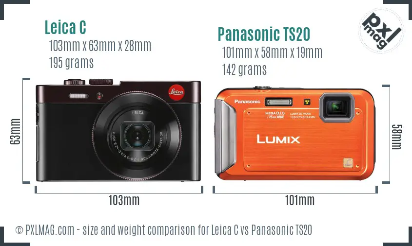 Leica C vs Panasonic TS20 size comparison