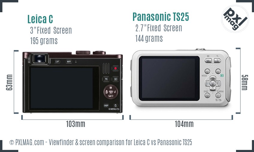 Leica C vs Panasonic TS25 Screen and Viewfinder comparison