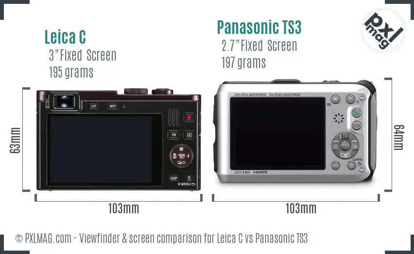 Leica C vs Panasonic TS3 Screen and Viewfinder comparison