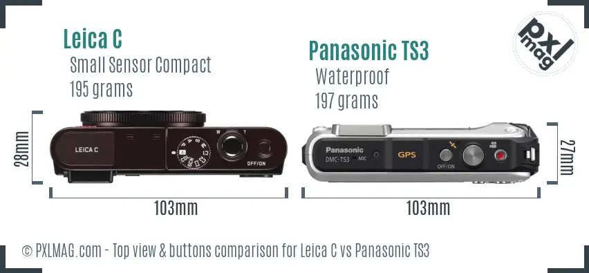Leica C vs Panasonic TS3 top view buttons comparison