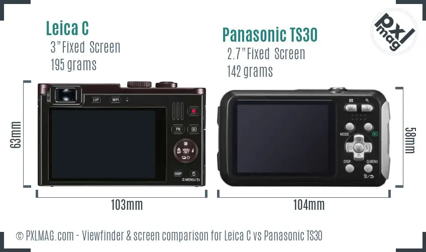 Leica C vs Panasonic TS30 Screen and Viewfinder comparison