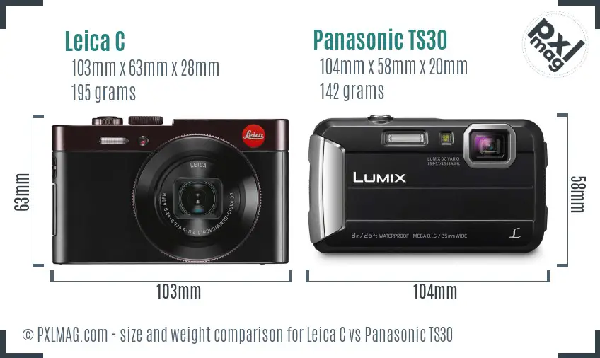 Leica C vs Panasonic TS30 size comparison