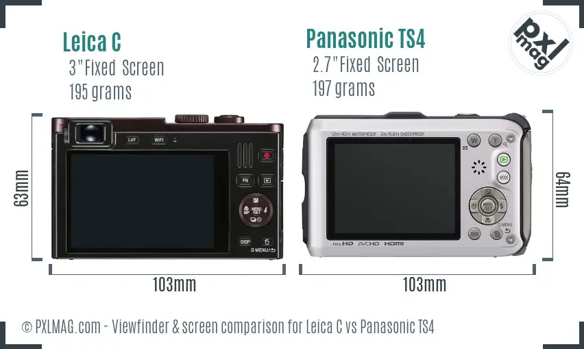 Leica C vs Panasonic TS4 Screen and Viewfinder comparison