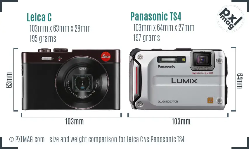 Leica C vs Panasonic TS4 size comparison