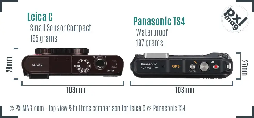 Leica C vs Panasonic TS4 top view buttons comparison