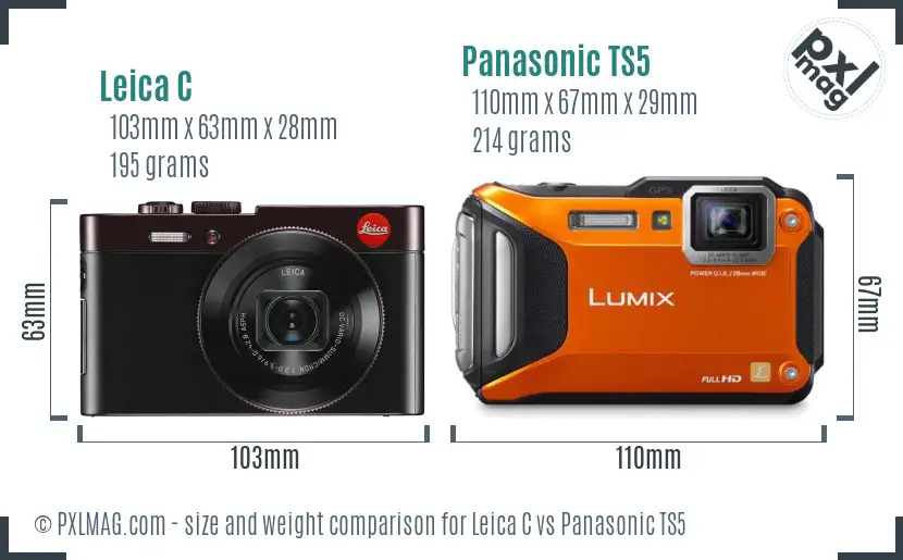 Leica C vs Panasonic TS5 size comparison Leica C vs Panasonic TS5 size comparison
