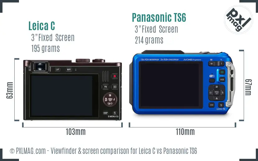 Leica C vs Panasonic TS6 Screen and Viewfinder comparison