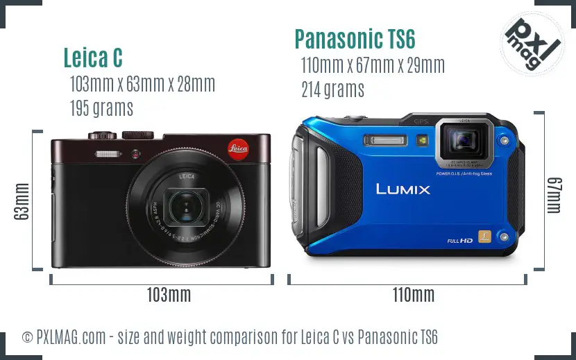 Leica C vs Panasonic TS6 size comparison