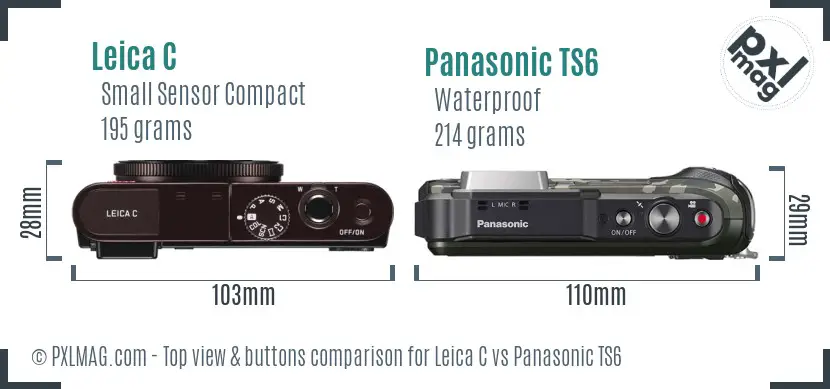 Leica C vs Panasonic TS6 top view buttons comparison