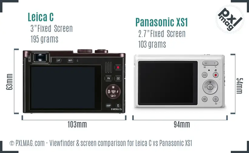 Leica C vs Panasonic XS1 Screen and Viewfinder comparison