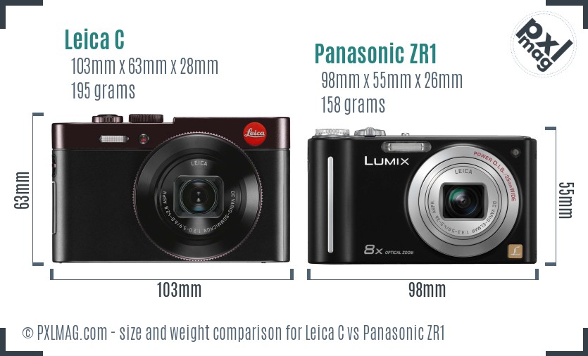 Leica C vs Panasonic ZR1 size comparison
