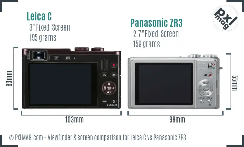 Leica C vs Panasonic ZR3 Screen and Viewfinder comparison Leica C vs Panasonic ZR3 Screen and Viewfinder comparison