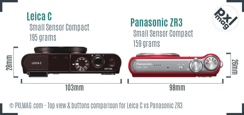 Leica C vs Panasonic ZR3 top view buttons comparison Leica C vs Panasonic ZR3 top view buttons comparison