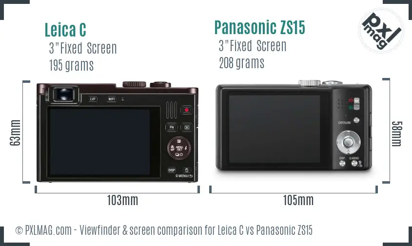 Leica C vs Panasonic ZS15 Screen and Viewfinder comparison