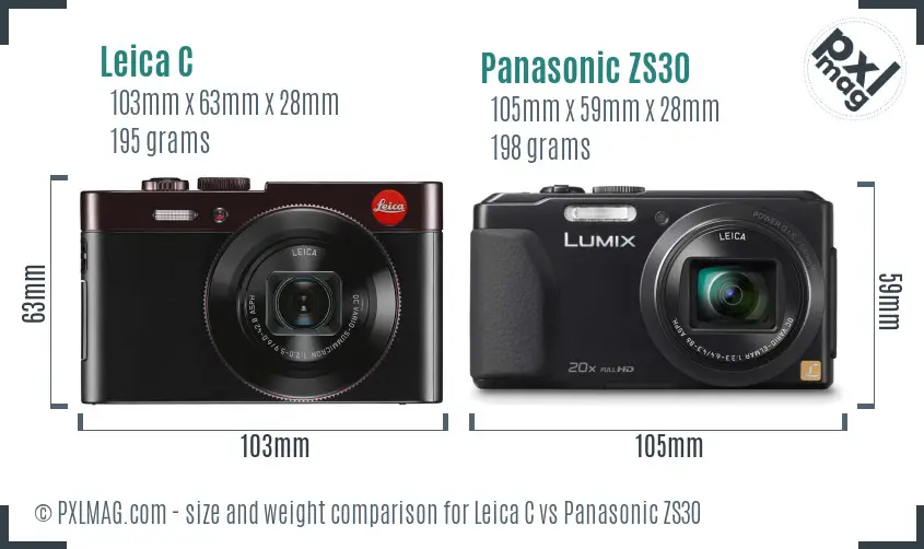 Leica C vs Panasonic ZS30 size comparison