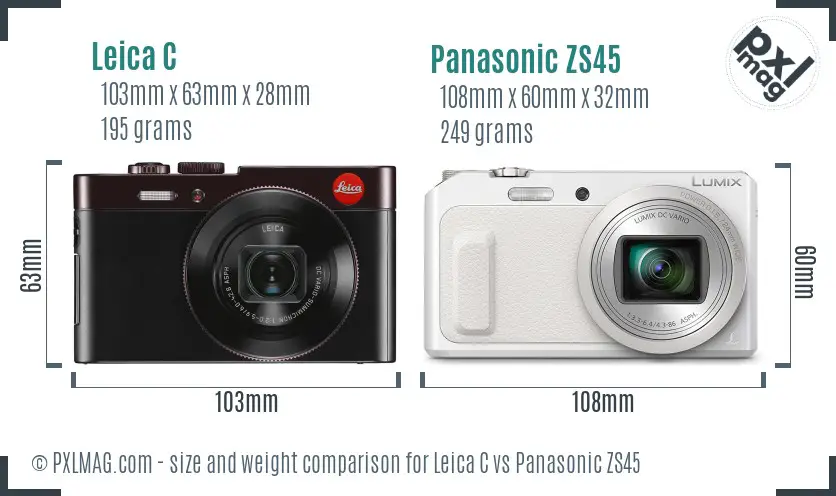 Leica C vs Panasonic ZS45 size comparison Leica C vs Panasonic ZS45 size comparison
