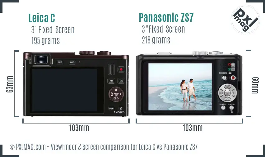 Leica C vs Panasonic ZS7 Screen and Viewfinder comparison