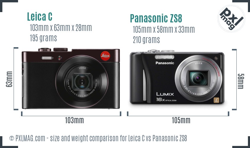 Leica C vs Panasonic ZS8 size comparison Leica C vs Panasonic ZS8 size comparison