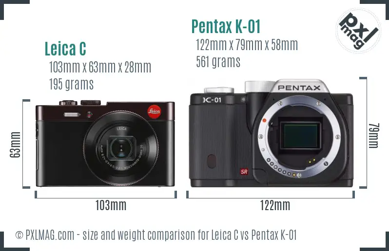 Leica C vs Pentax K-01 size comparison