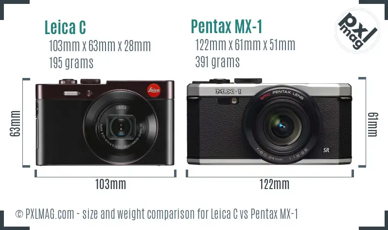 Leica C vs Pentax MX-1 size comparison
