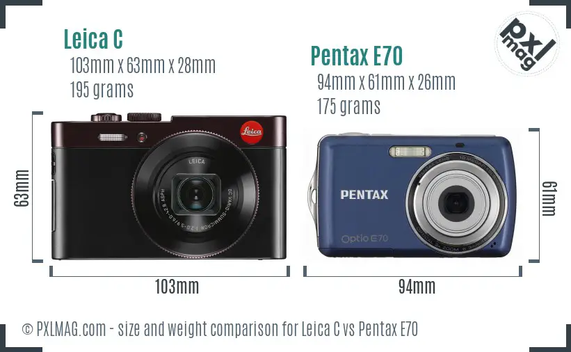 Leica C vs Pentax E70 size comparison