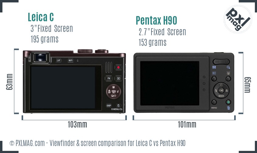 Leica C vs Pentax H90 Screen and Viewfinder comparison
