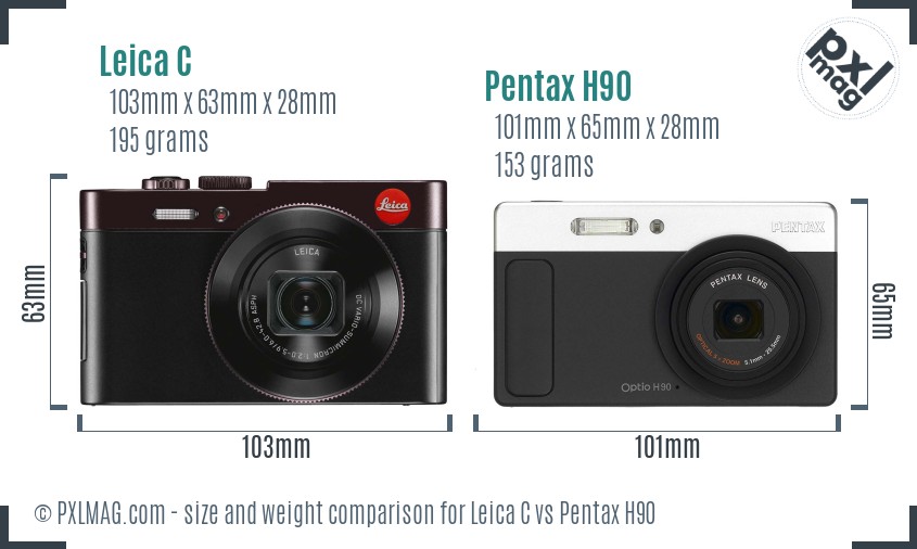 Leica C vs Pentax H90 size comparison