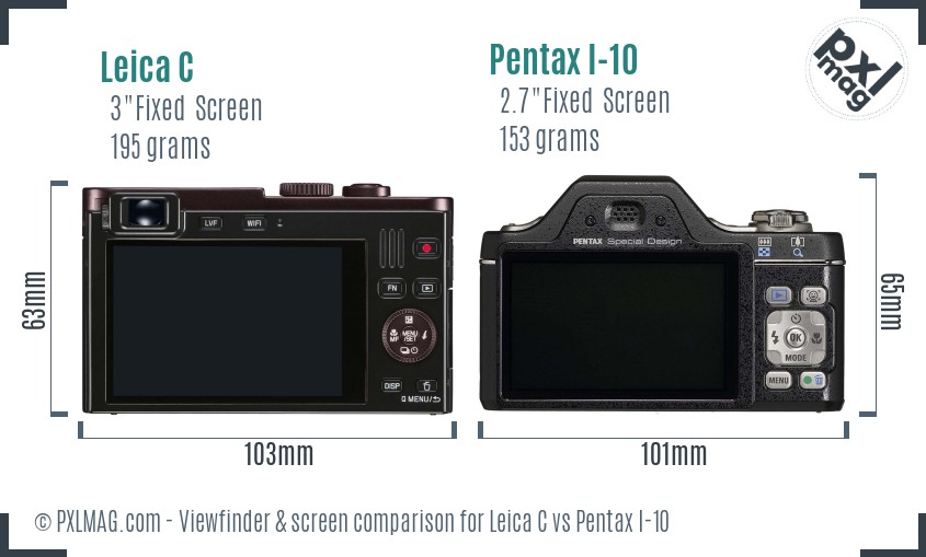 Leica C vs Pentax I-10 Screen and Viewfinder comparison