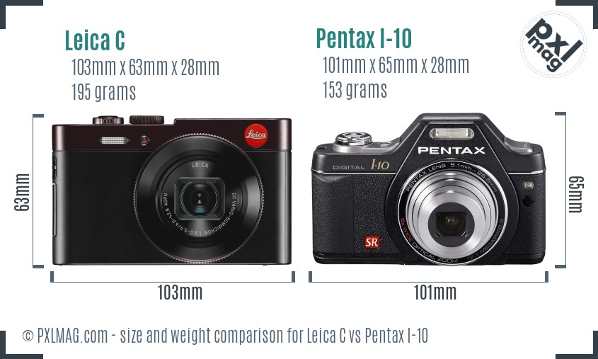 Leica C vs Pentax I-10 size comparison