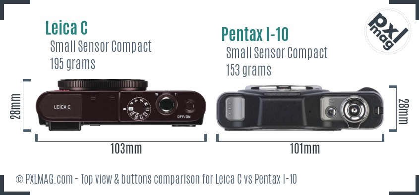 Leica C vs Pentax I-10 top view buttons comparison