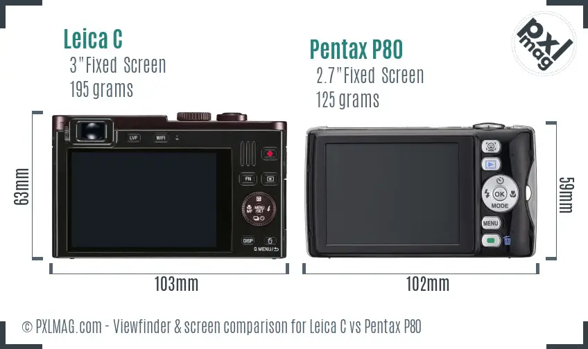 Leica C vs Pentax P80 Screen and Viewfinder comparison