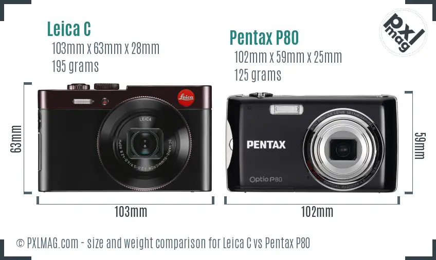 Leica C vs Pentax P80 size comparison
