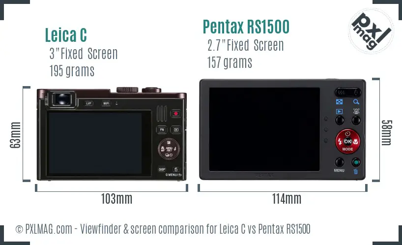 Leica C vs Pentax RS1500 Screen and Viewfinder comparison Leica C vs Pentax RS1500 Screen and Viewfinder comparison