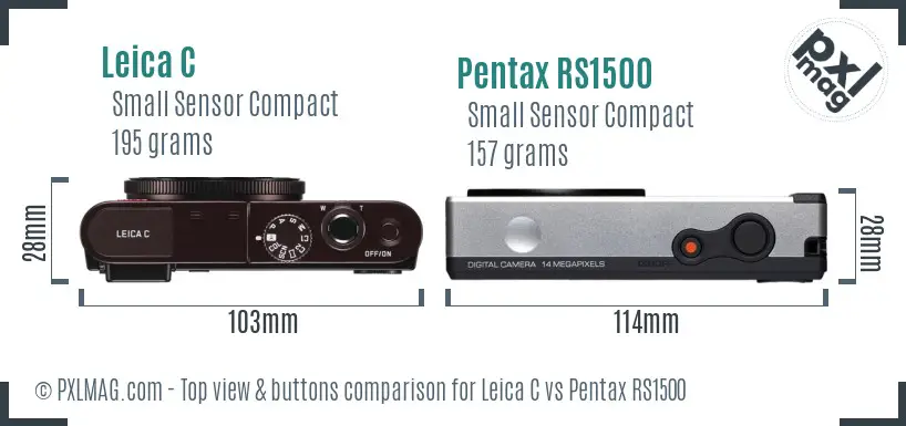 Leica C vs Pentax RS1500 top view buttons comparison Leica C vs Pentax RS1500 top view buttons comparison