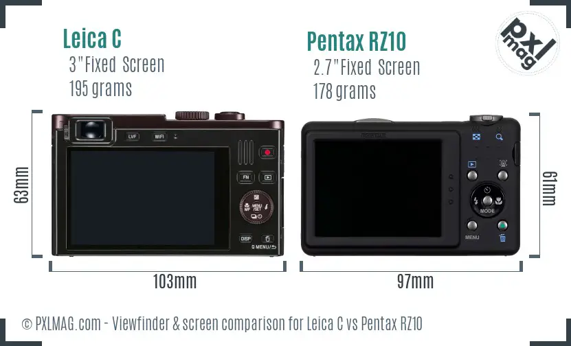 Leica C vs Pentax RZ10 Screen and Viewfinder comparison