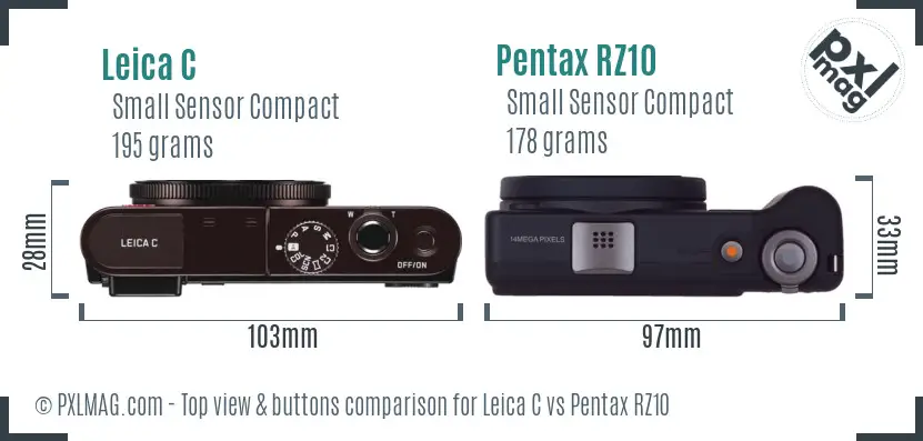 Leica C vs Pentax RZ10 top view buttons comparison