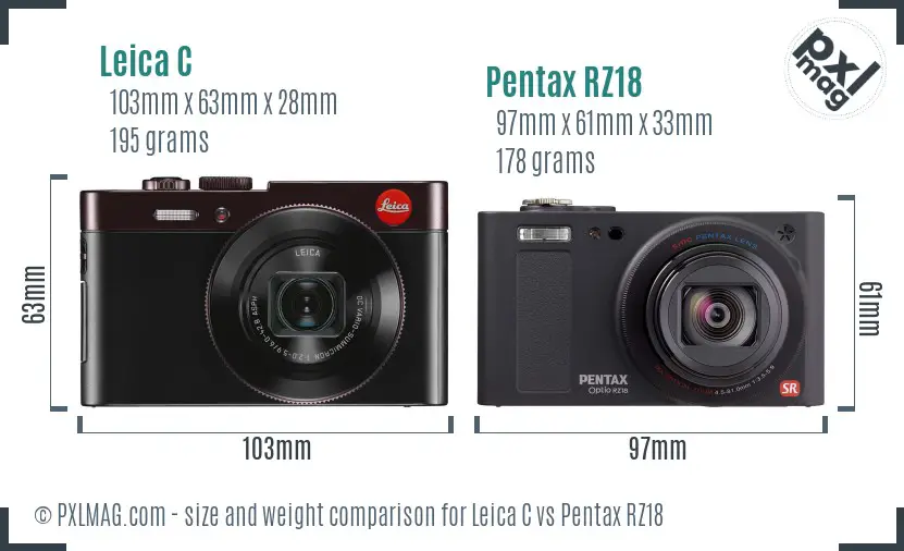 Leica C vs Pentax RZ18 size comparison Leica C vs Pentax RZ18 size comparison