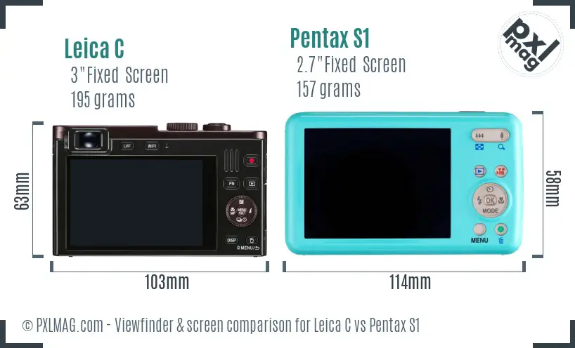 Leica C vs Pentax S1 Screen and Viewfinder comparison