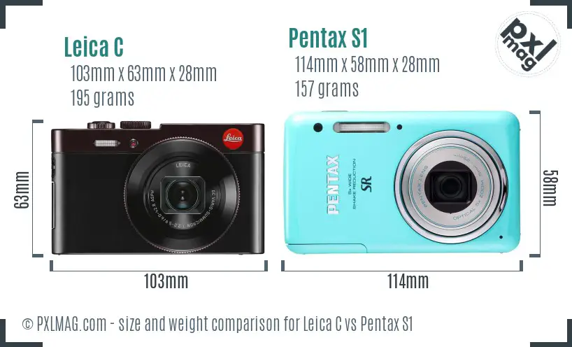 Leica C vs Pentax S1 size comparison