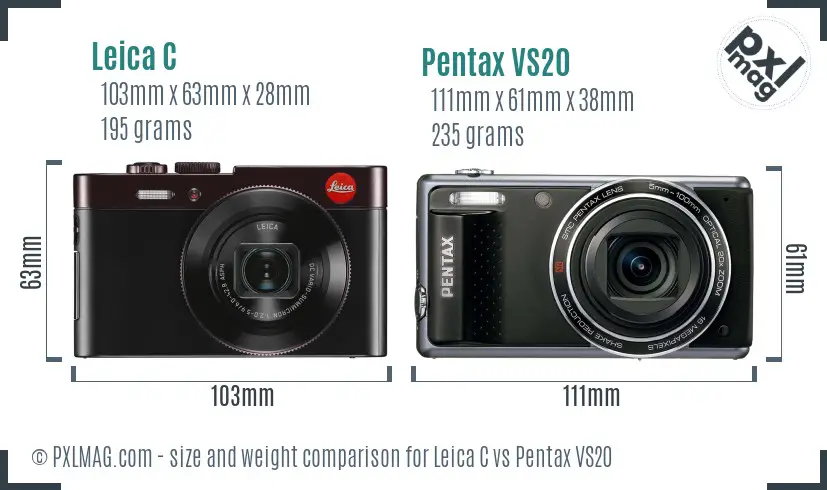 Leica C vs Pentax VS20 size comparison