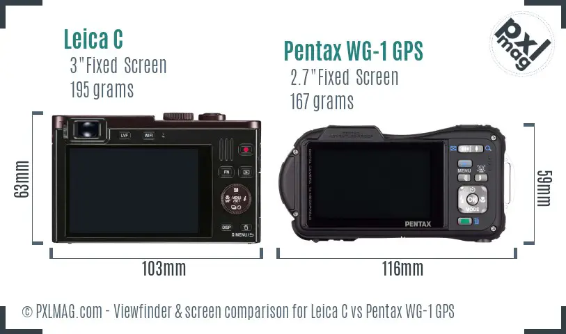 Leica C vs Pentax WG-1 GPS Screen and Viewfinder comparison Leica C vs Pentax WG-1 GPS Screen and Viewfinder comparison