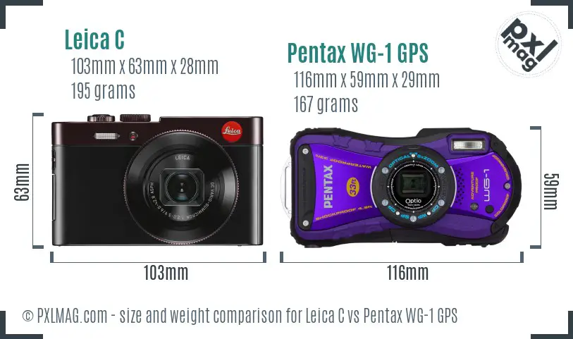 Leica C vs Pentax WG-1 GPS size comparison Leica C vs Pentax WG-1 GPS size comparison