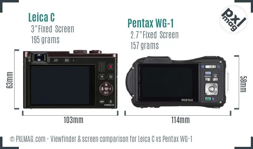 Leica C vs Pentax WG-1 Screen and Viewfinder comparison