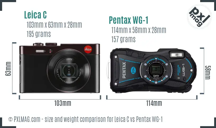 Leica C vs Pentax WG-1 size comparison