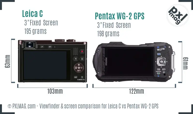 Leica C vs Pentax WG-2 GPS Screen and Viewfinder comparison