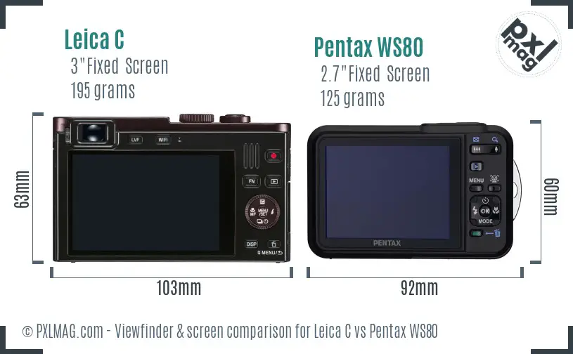 Leica C vs Pentax WS80 Screen and Viewfinder comparison