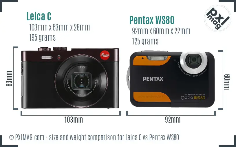 Leica C vs Pentax WS80 size comparison