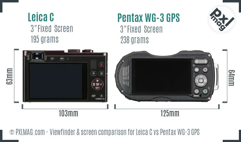 Leica C vs Pentax WG-3 GPS Screen and Viewfinder comparison